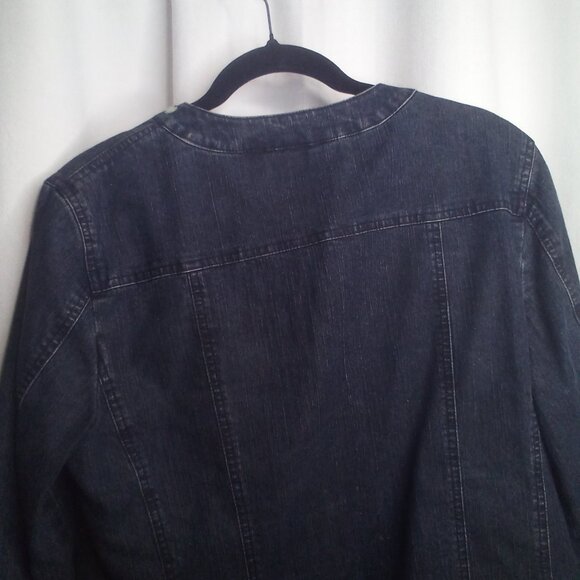 Alfred Dunner Jean Jacket 10P 10 Petite Button Up Butterfly Beading Denim Blue - Picture 2 of 15